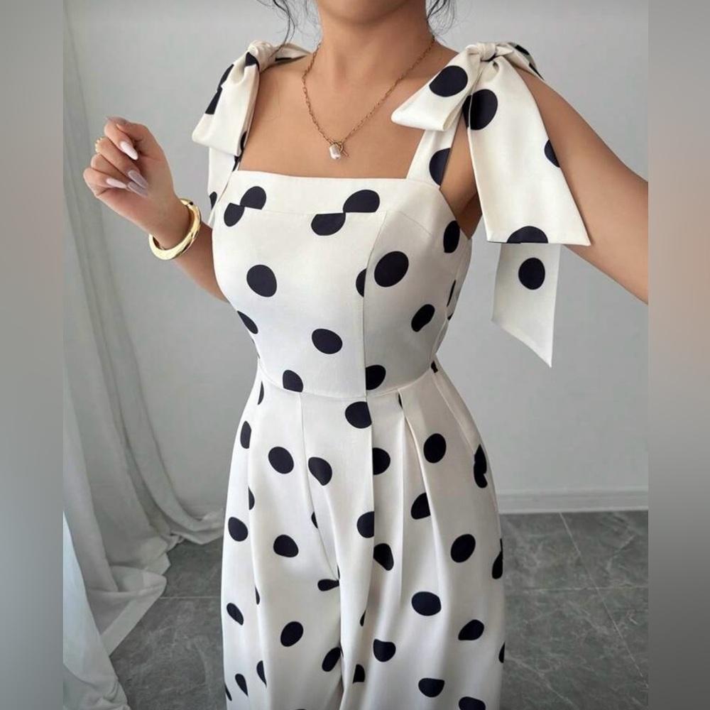 Polka Dot Jumpsuit - Black and White - Picture 3 of 6